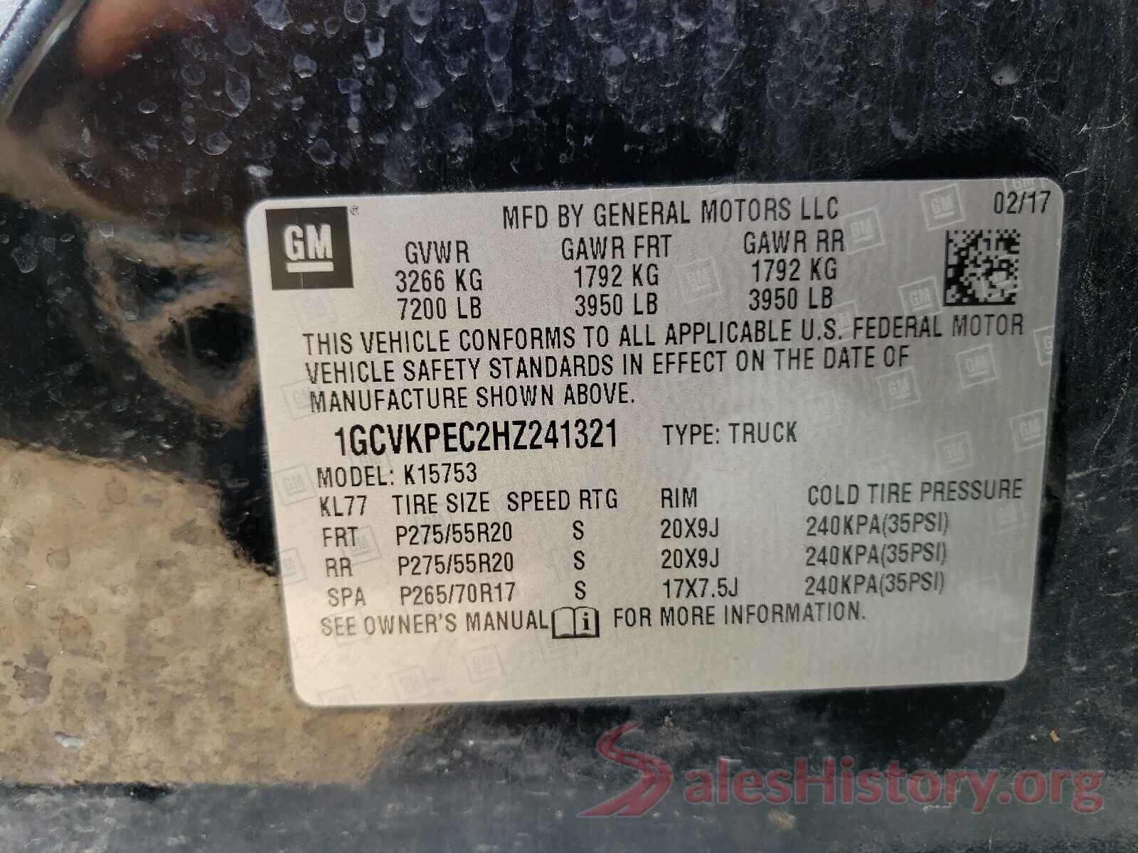 1GCVKPEC2HZ241321 2017 CHEVROLET SILVERADO