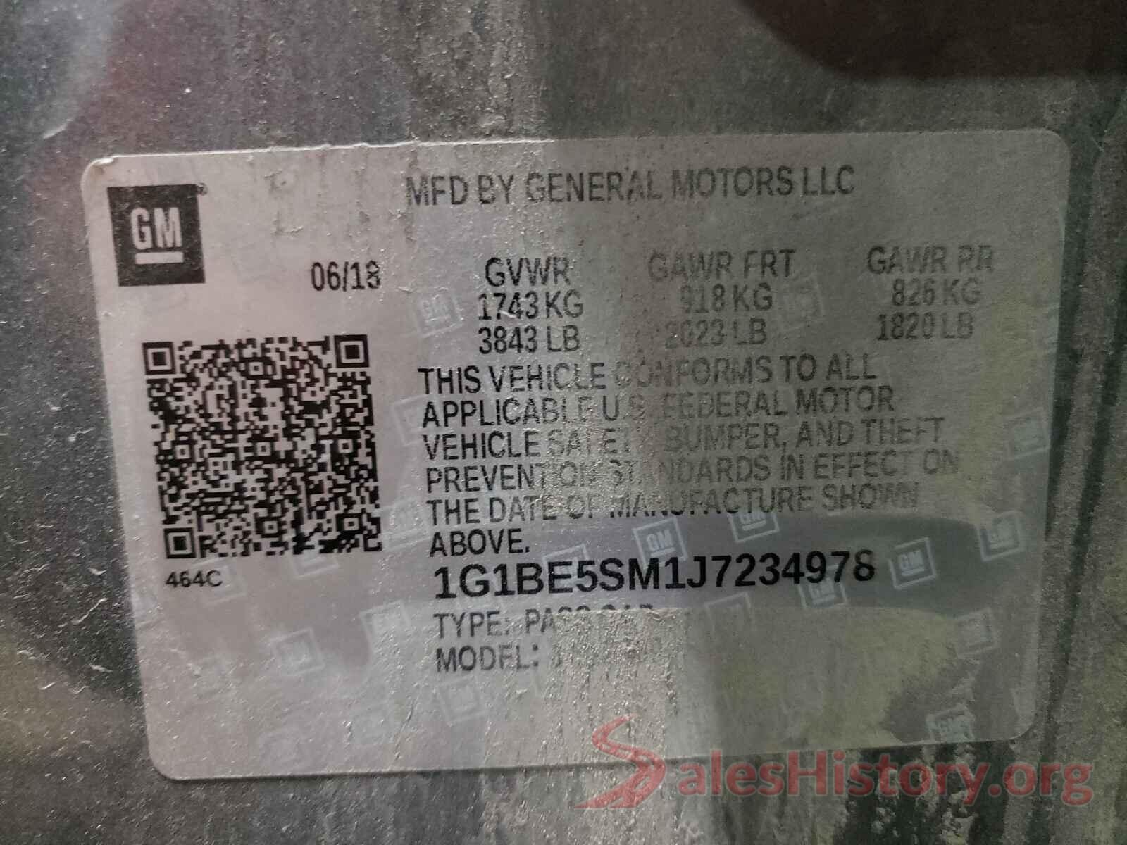 1G1BE5SM1J7234978 2018 CHEVROLET CRUZE