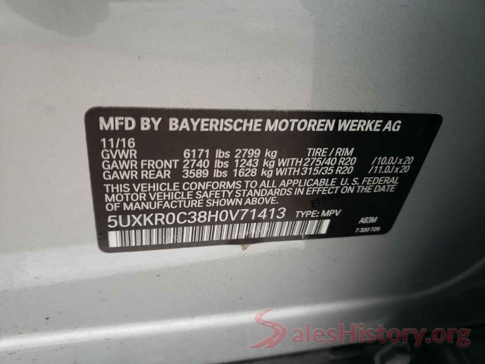 5UXKR0C38H0V71413 2017 BMW X5