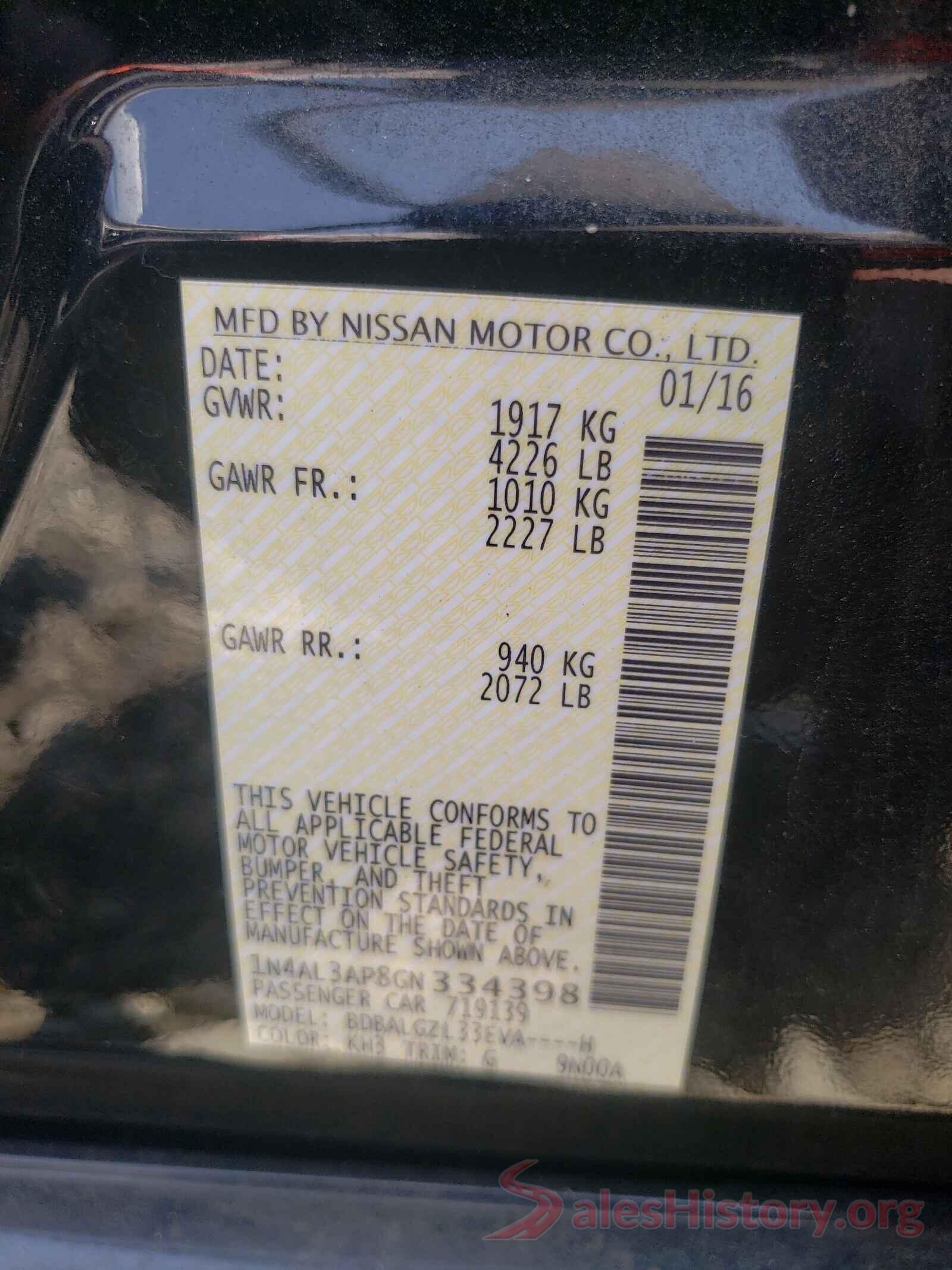 1N4AL3AP8GN334398 2016 NISSAN ALTIMA