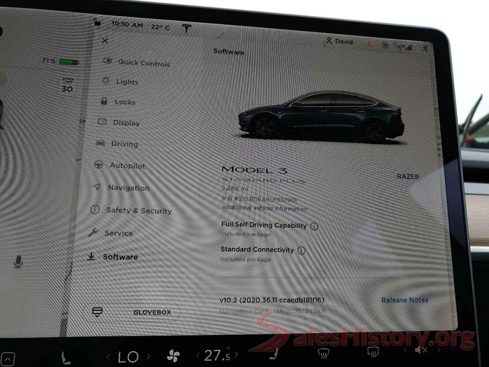 5YJ3E1EA6LF657901 2020 TESLA MODEL 3