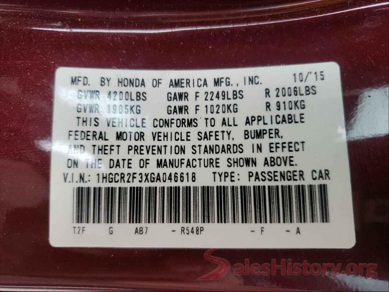 1HGCR2F3XGA046618 2016 HONDA ACCORD