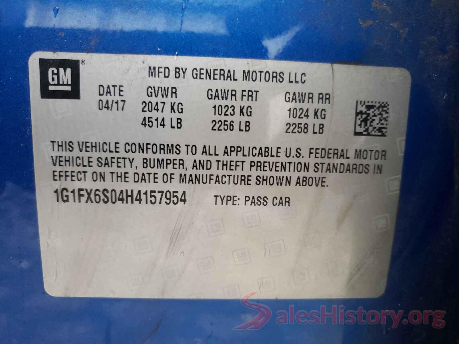 1G1FX6S04H4157954 2017 CHEVROLET BOLT