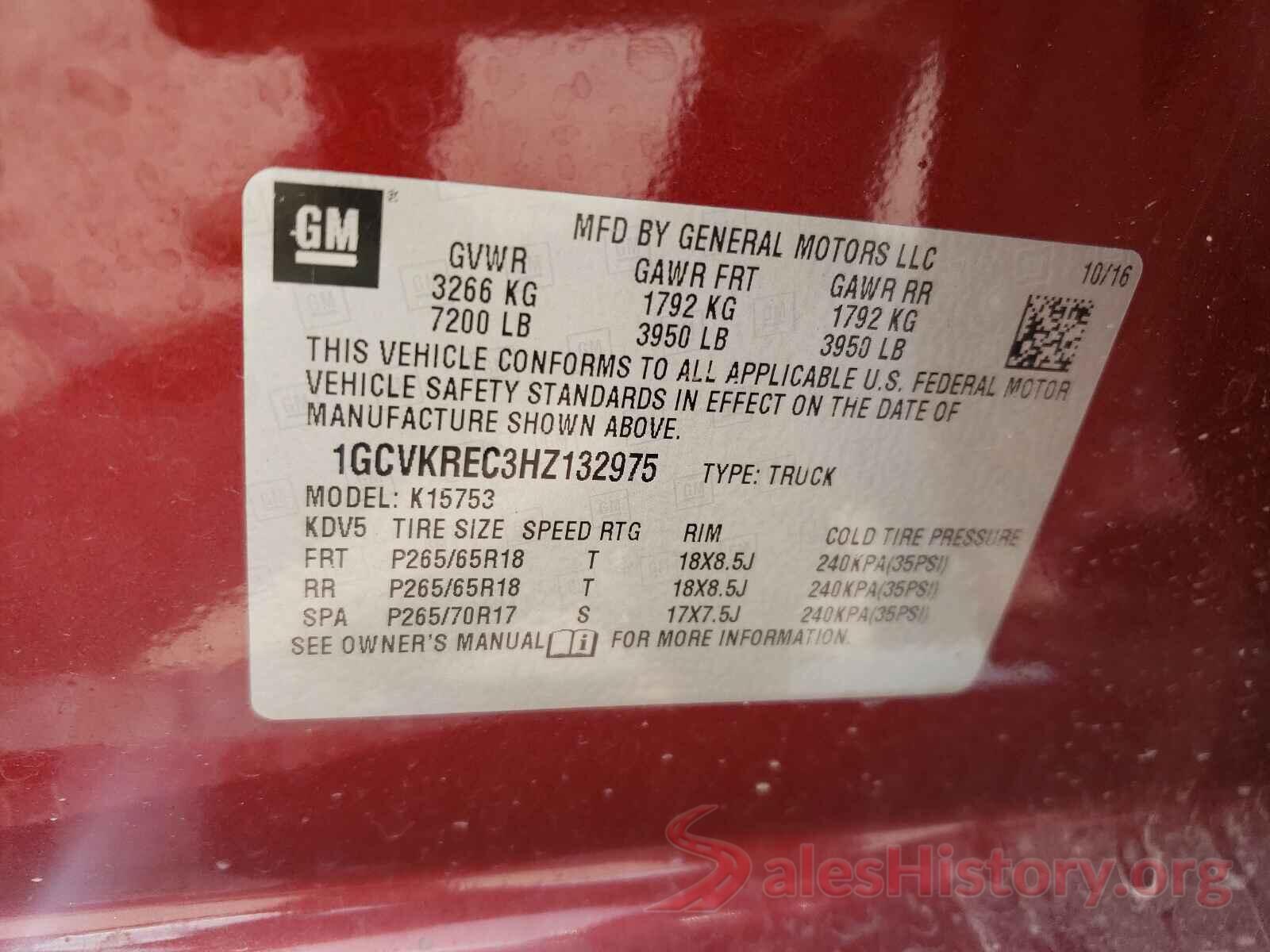 1GCVKREC3HZ132975 2017 CHEVROLET SILVERADO