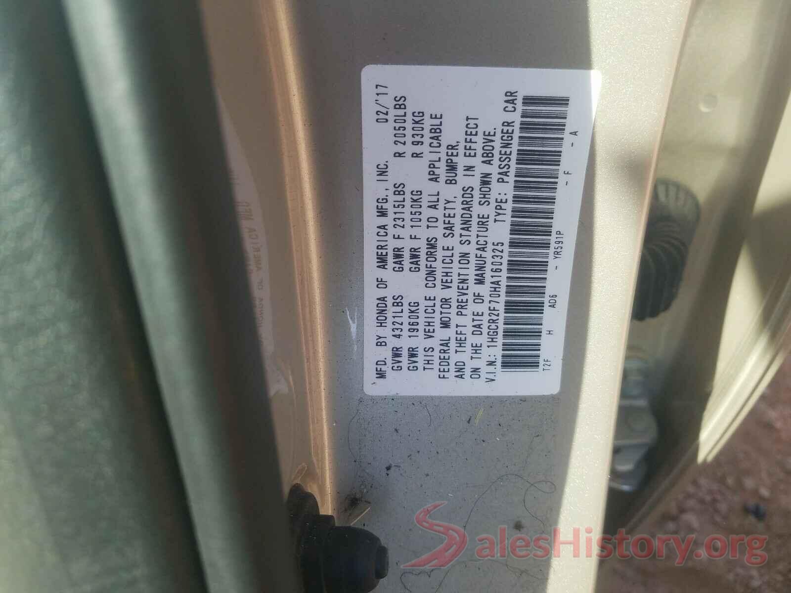 1HGCR2F70HA160325 2017 HONDA ACCORD