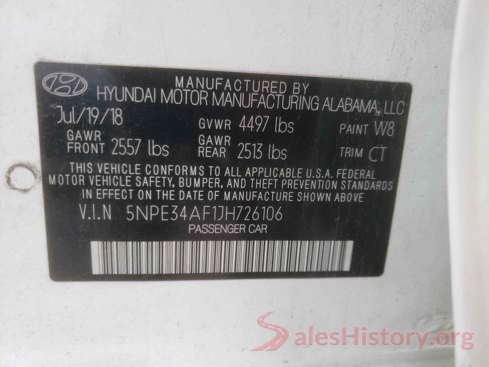 5NPE34AF1JH726106 2018 HYUNDAI SONATA