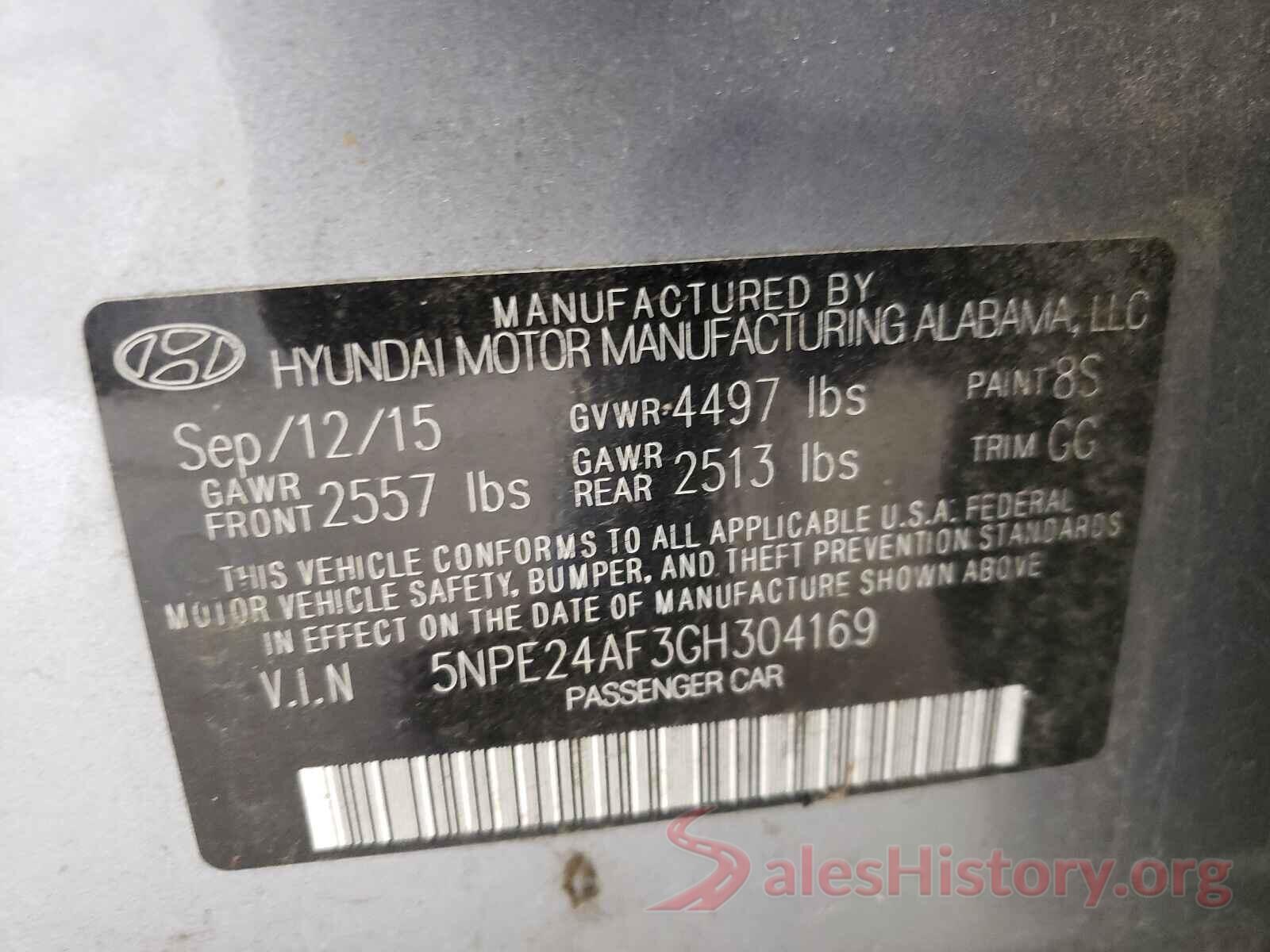 5NPE24AF3GH304169 2016 HYUNDAI SONATA