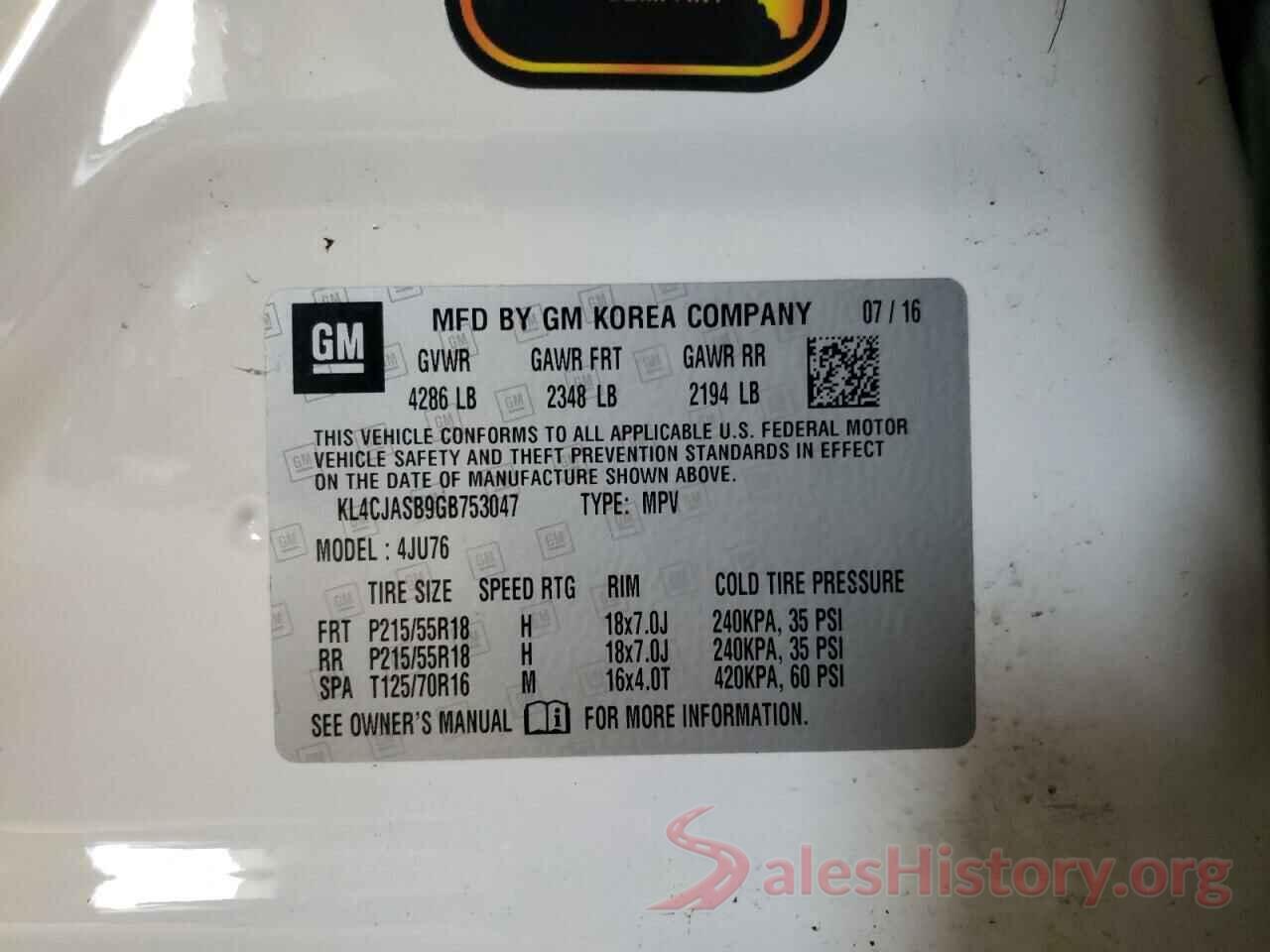 KL4CJASB9GB753047 2016 BUICK ENCORE