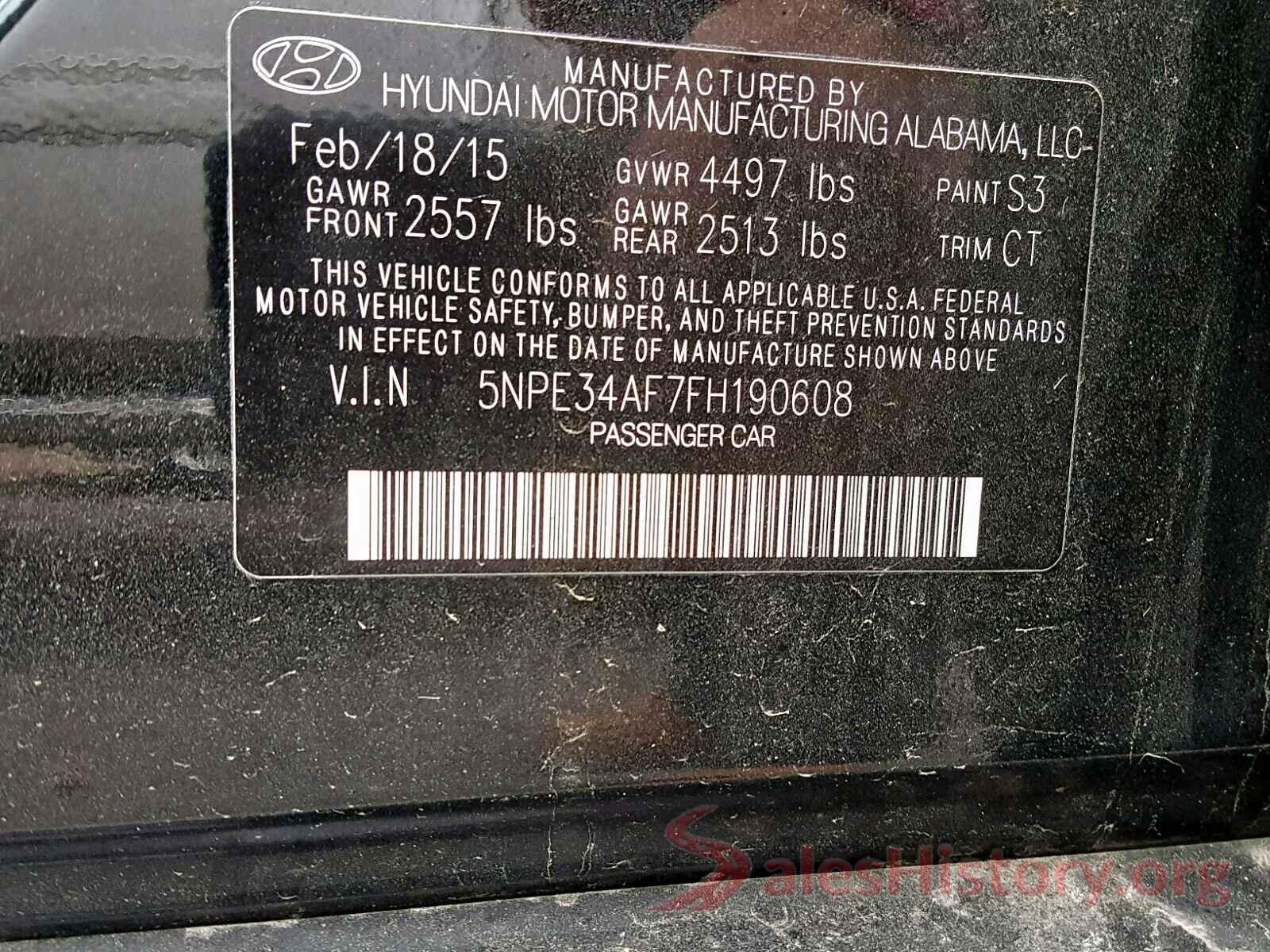 5NPE34AF7FH190608 2015 HYUNDAI SONATA