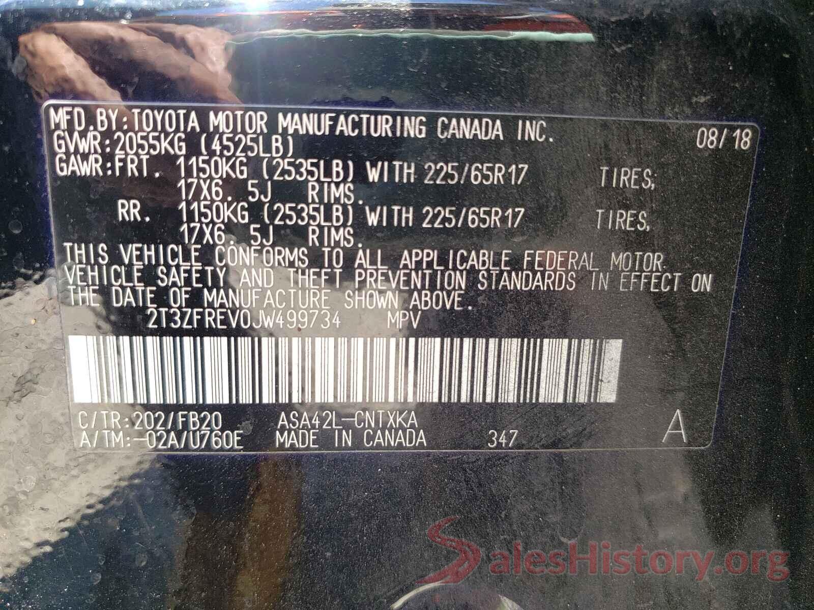 2T3ZFREV0JW499734 2018 TOYOTA RAV4