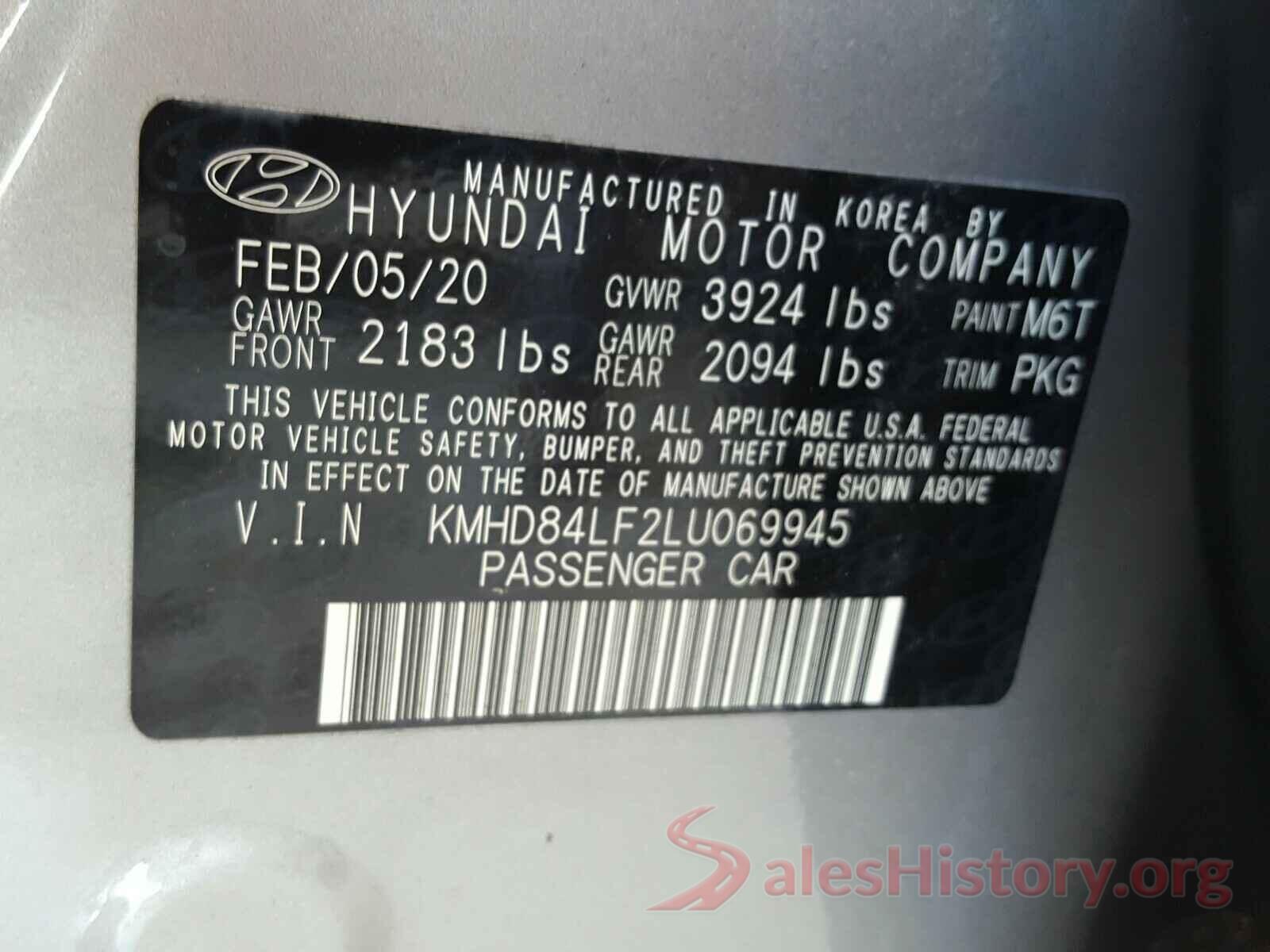 KMHD84LF2LU069945 2020 HYUNDAI ELANTRA