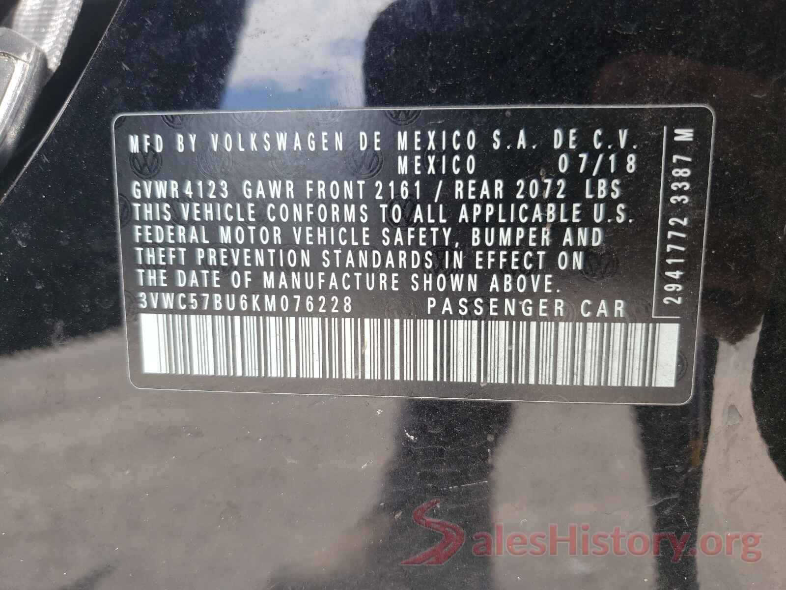 3VWC57BU6KM076228 2019 VOLKSWAGEN JETTA