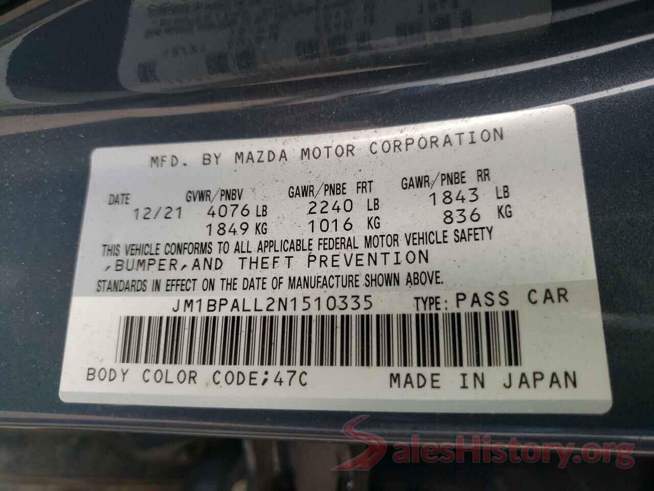 JM1BPALL2N1510335 2022 MAZDA 3