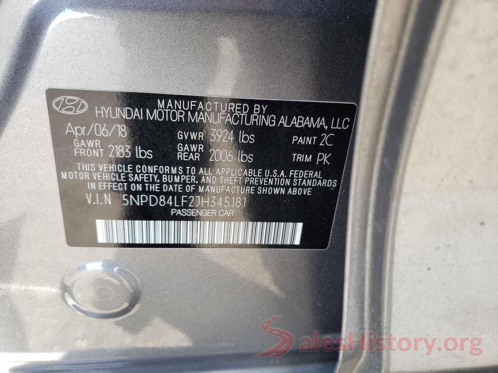 5NPD84LF2JH345181 2018 HYUNDAI ELANTRA