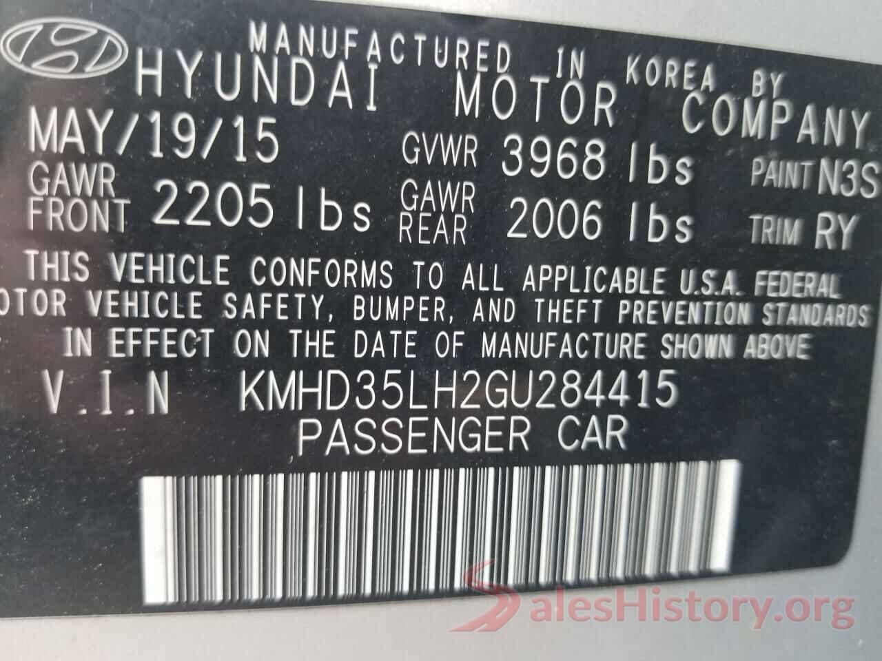 KMHD35LH2GU284415 2016 HYUNDAI ELANTRA