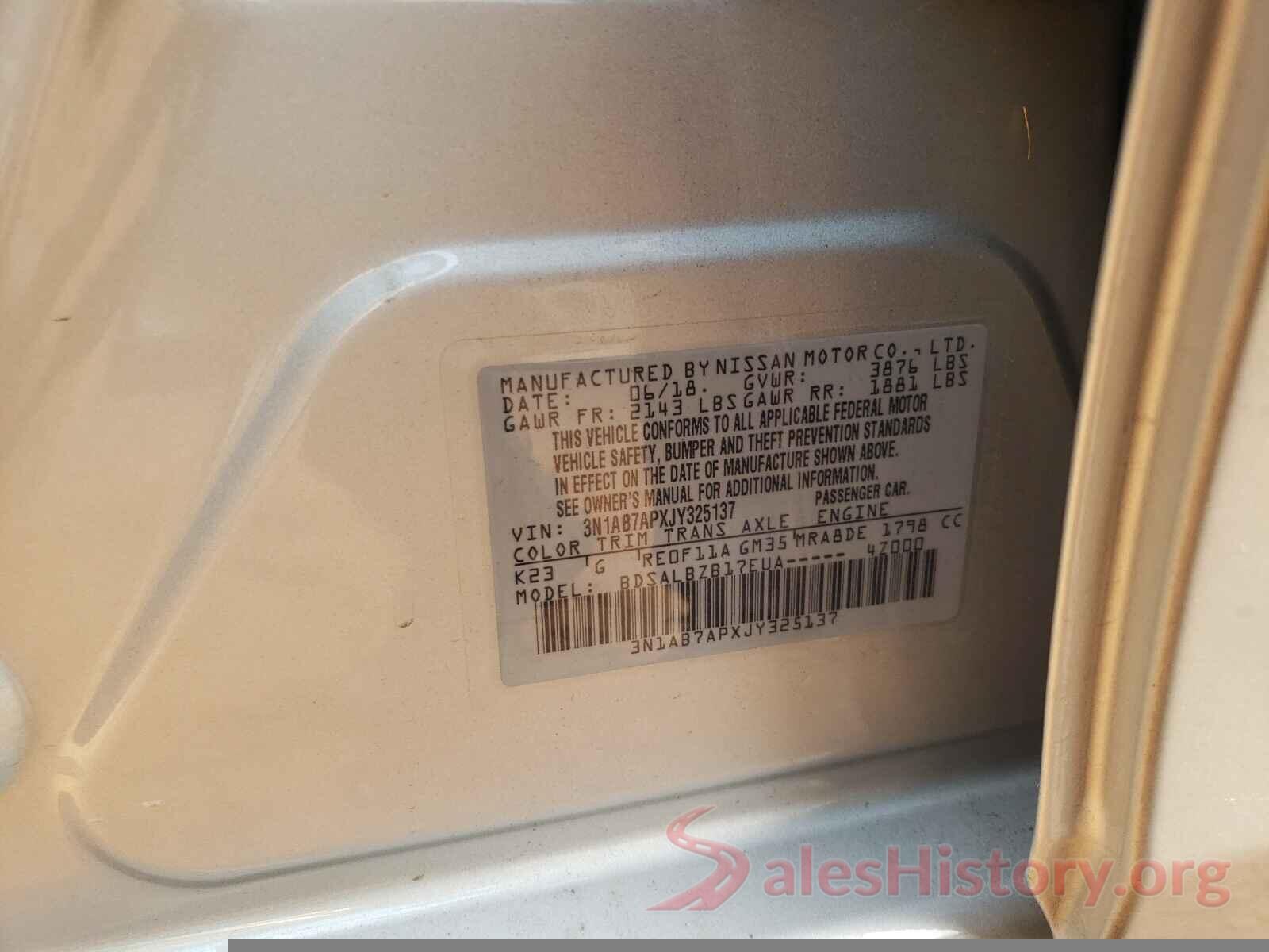 3N1AB7APXJY325137 2018 NISSAN SENTRA