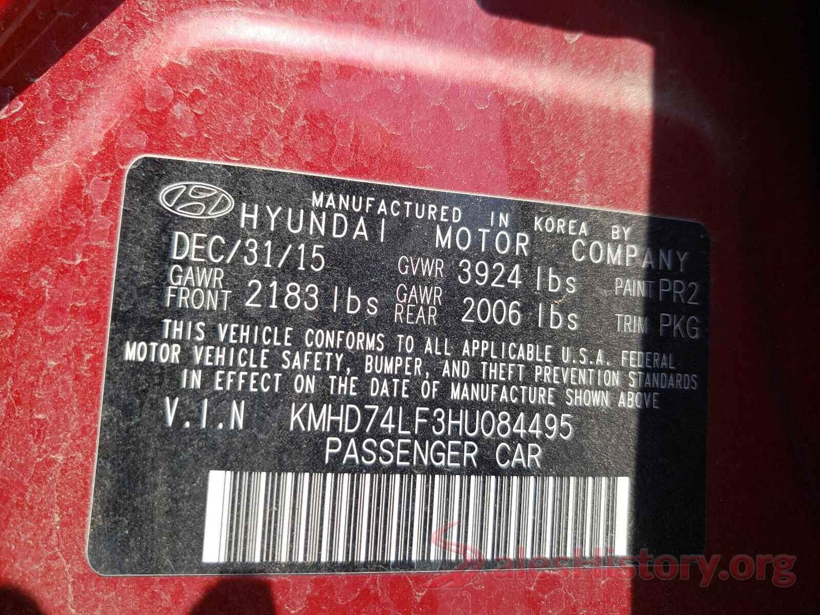 KMHD74LF3HU084495 2017 HYUNDAI ELANTRA