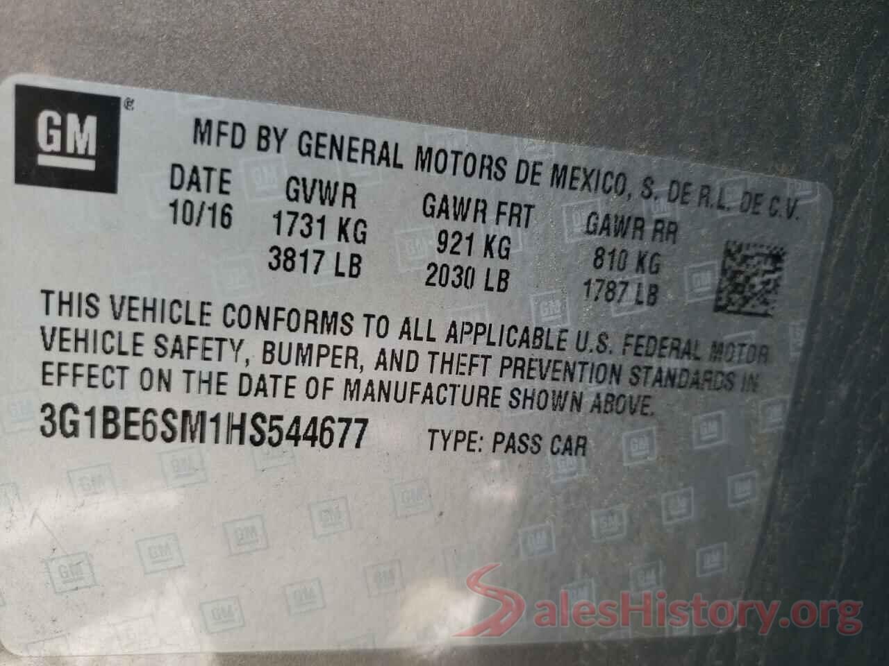 3G1BE6SM1HS544677 2017 CHEVROLET CRUZE