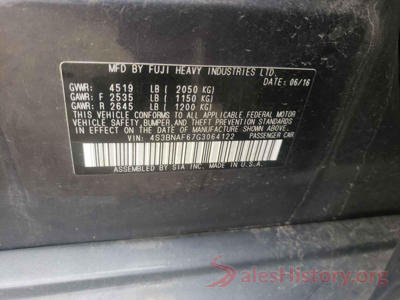 4S3BNAF67G3064122 2016 SUBARU LEGACY