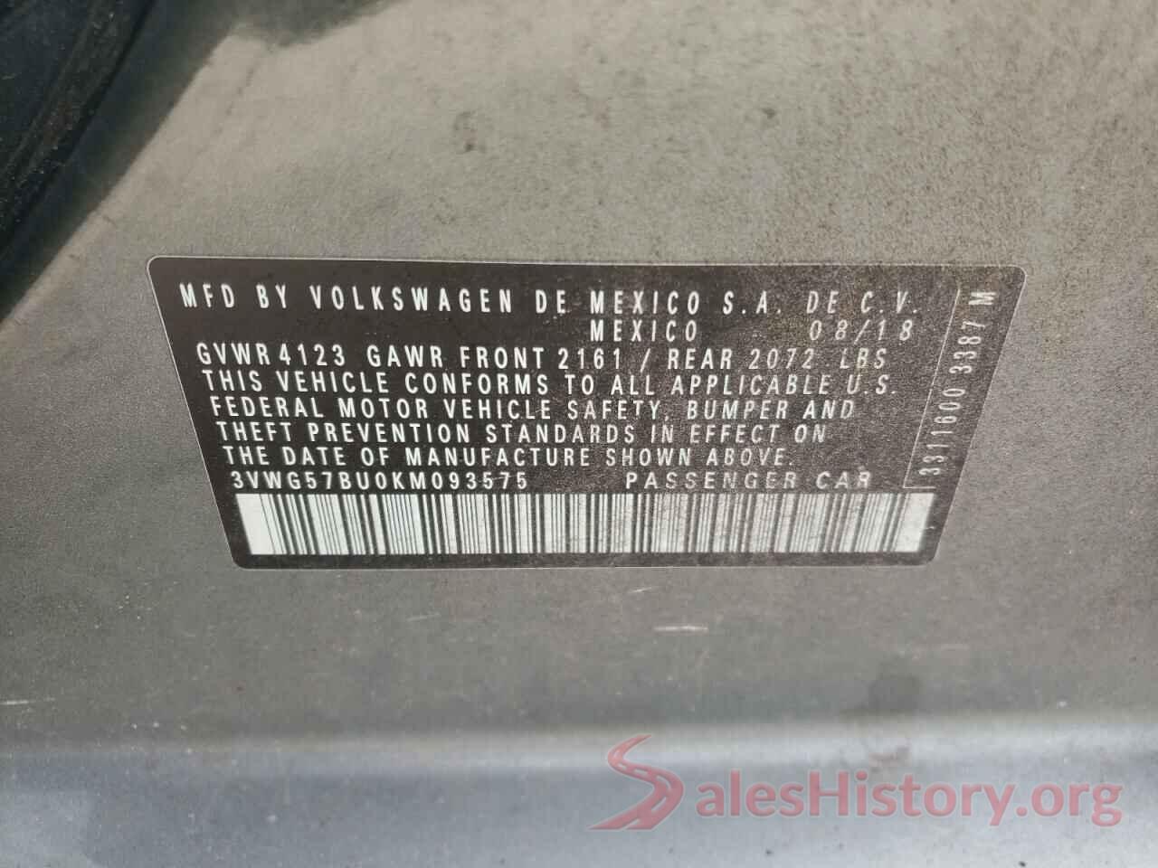 3VWG57BU0KM093575 2019 VOLKSWAGEN JETTA