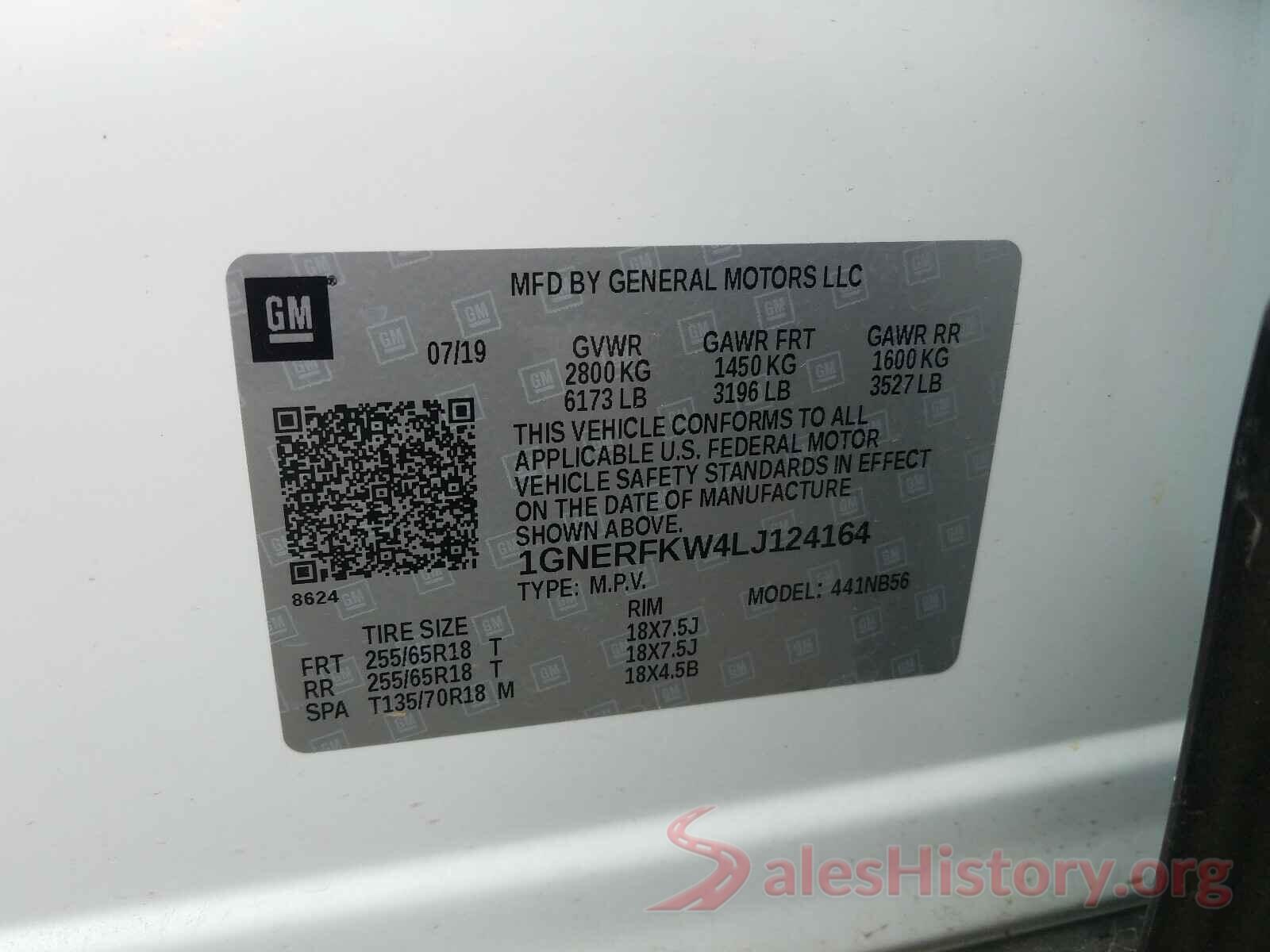 1GNERFKW4LJ124164 2020 CHEVROLET TRAVERSE