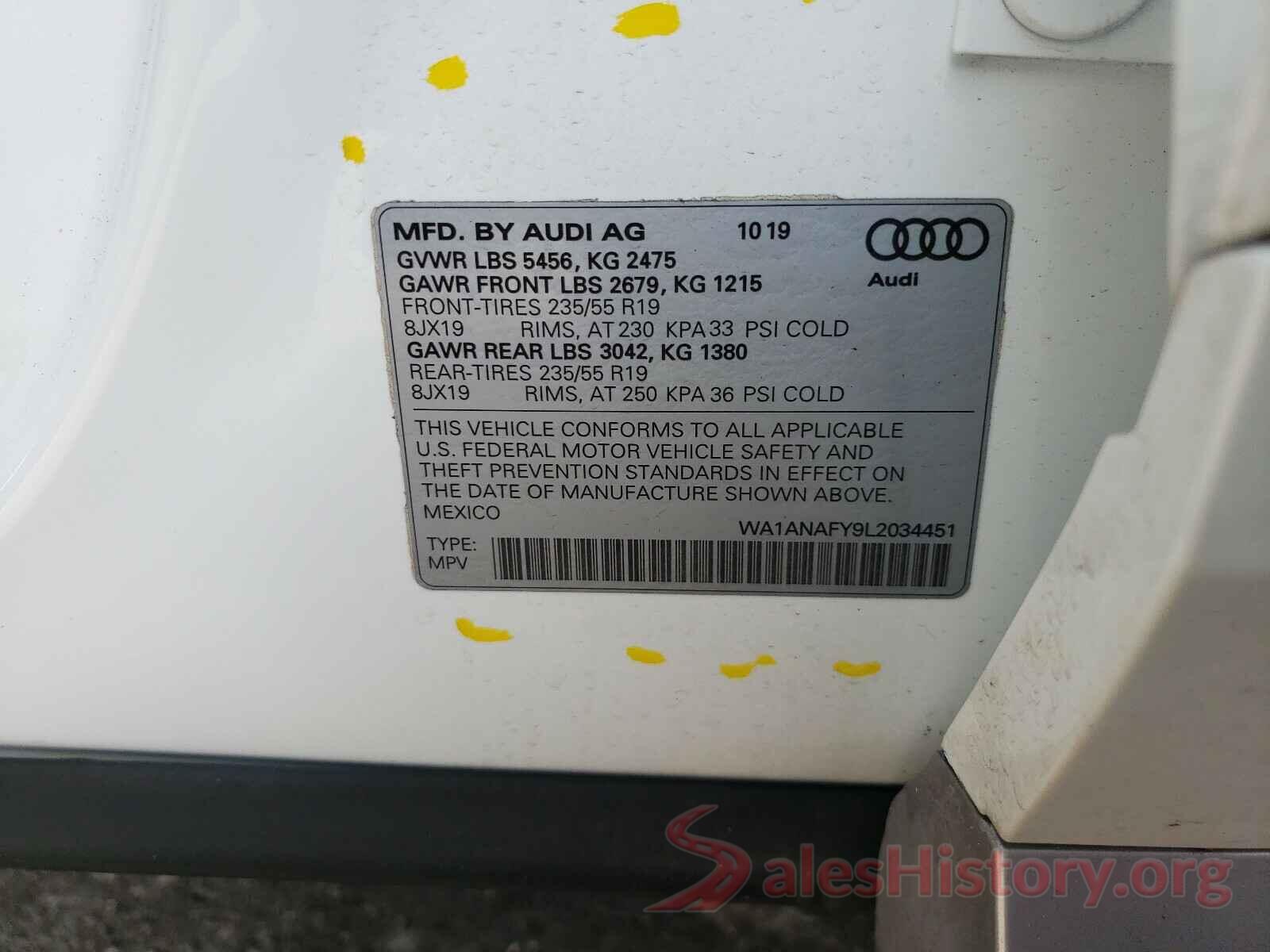 WA1ANAFY9L2034451 2020 AUDI Q5