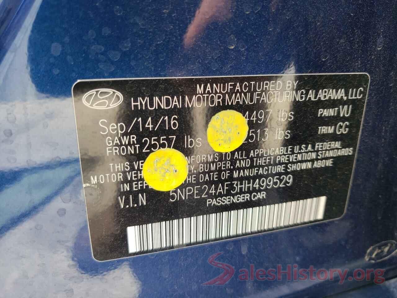 5NPE24AF3HH499529 2017 HYUNDAI SONATA