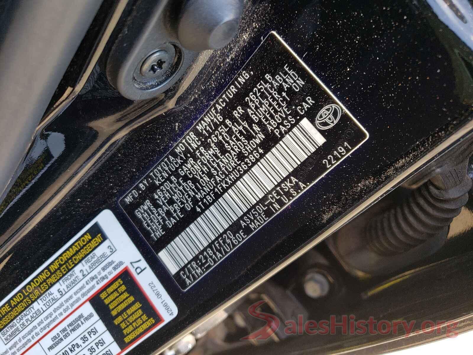 4T1BF1FKXHU363864 2017 TOYOTA CAMRY