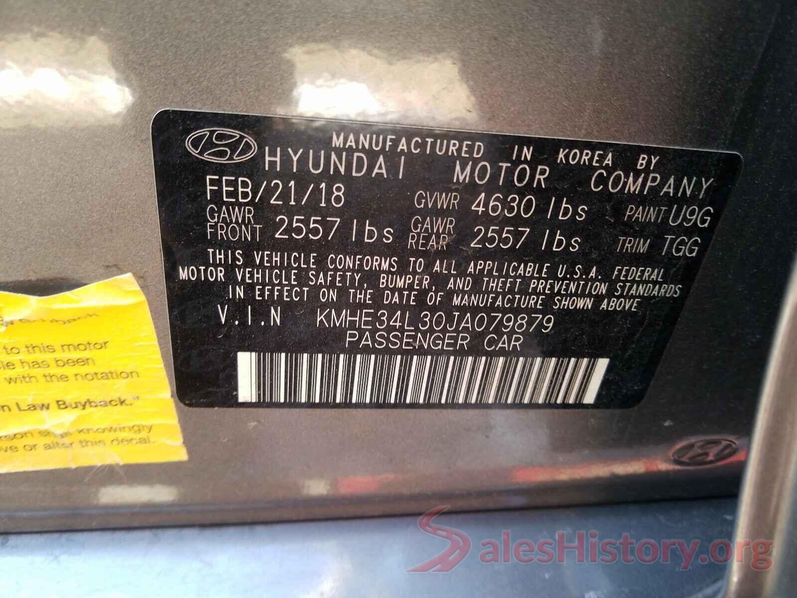 KMHE34L30JA079879 2018 HYUNDAI SONATA