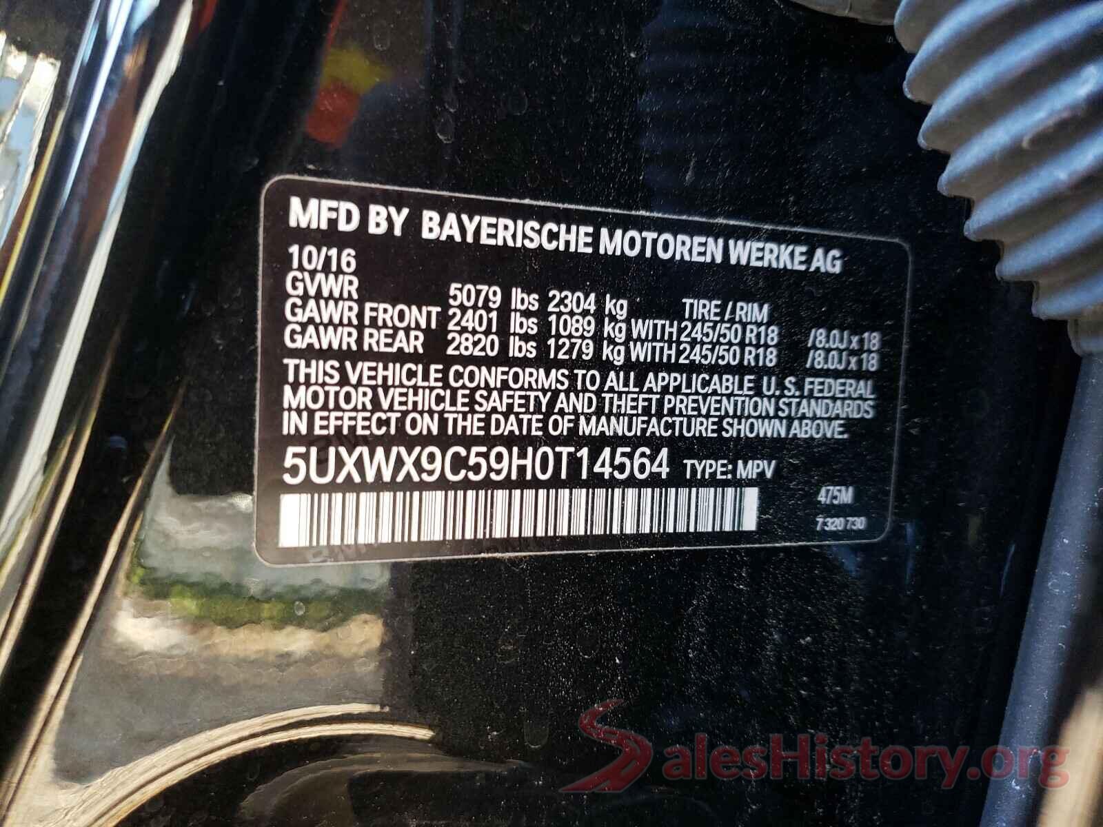 5UXWX9C59H0T14564 2017 BMW X3