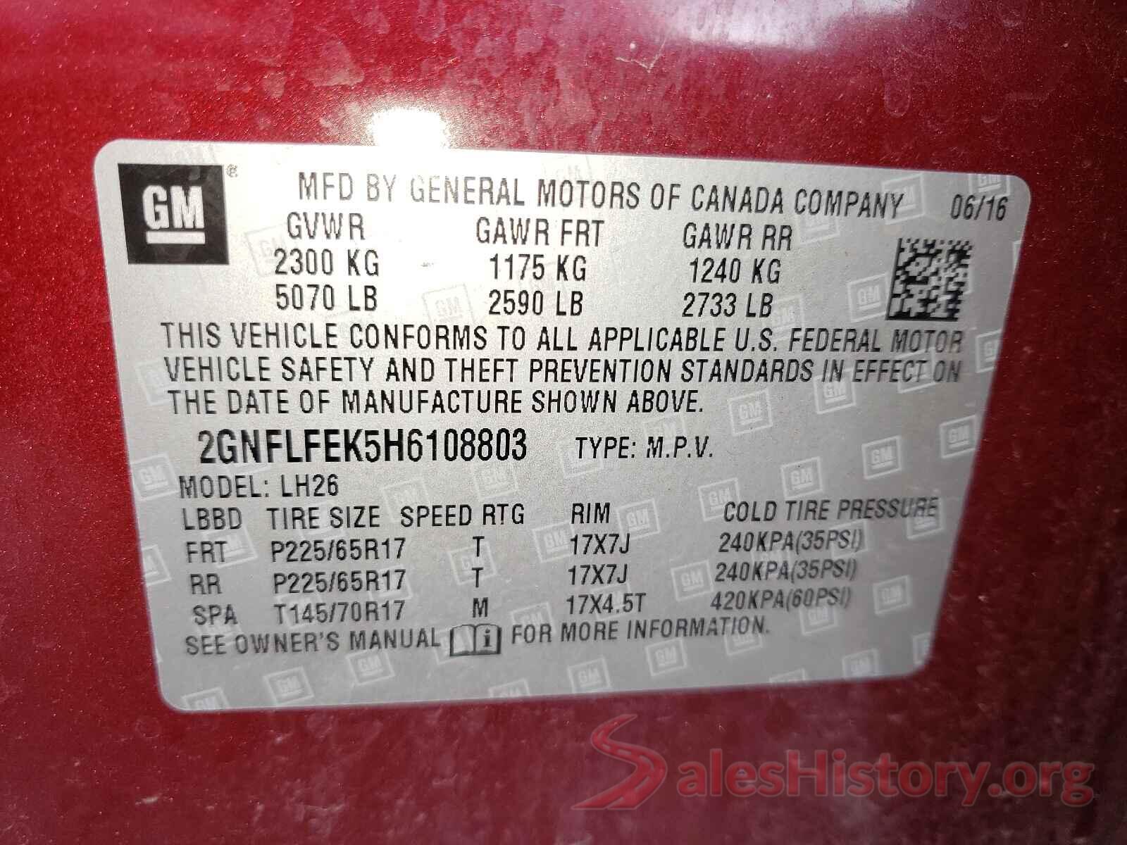 2GNFLFEK5H6108803 2017 CHEVROLET EQUINOX