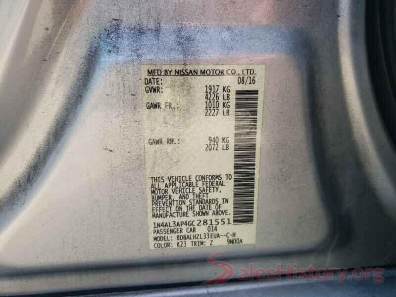 1N4AL3AP4GC281551 2016 NISSAN ALTIMA