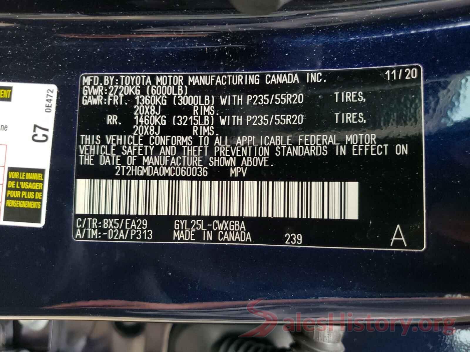 2T2HGMDA0MC060036 2021 LEXUS RX450