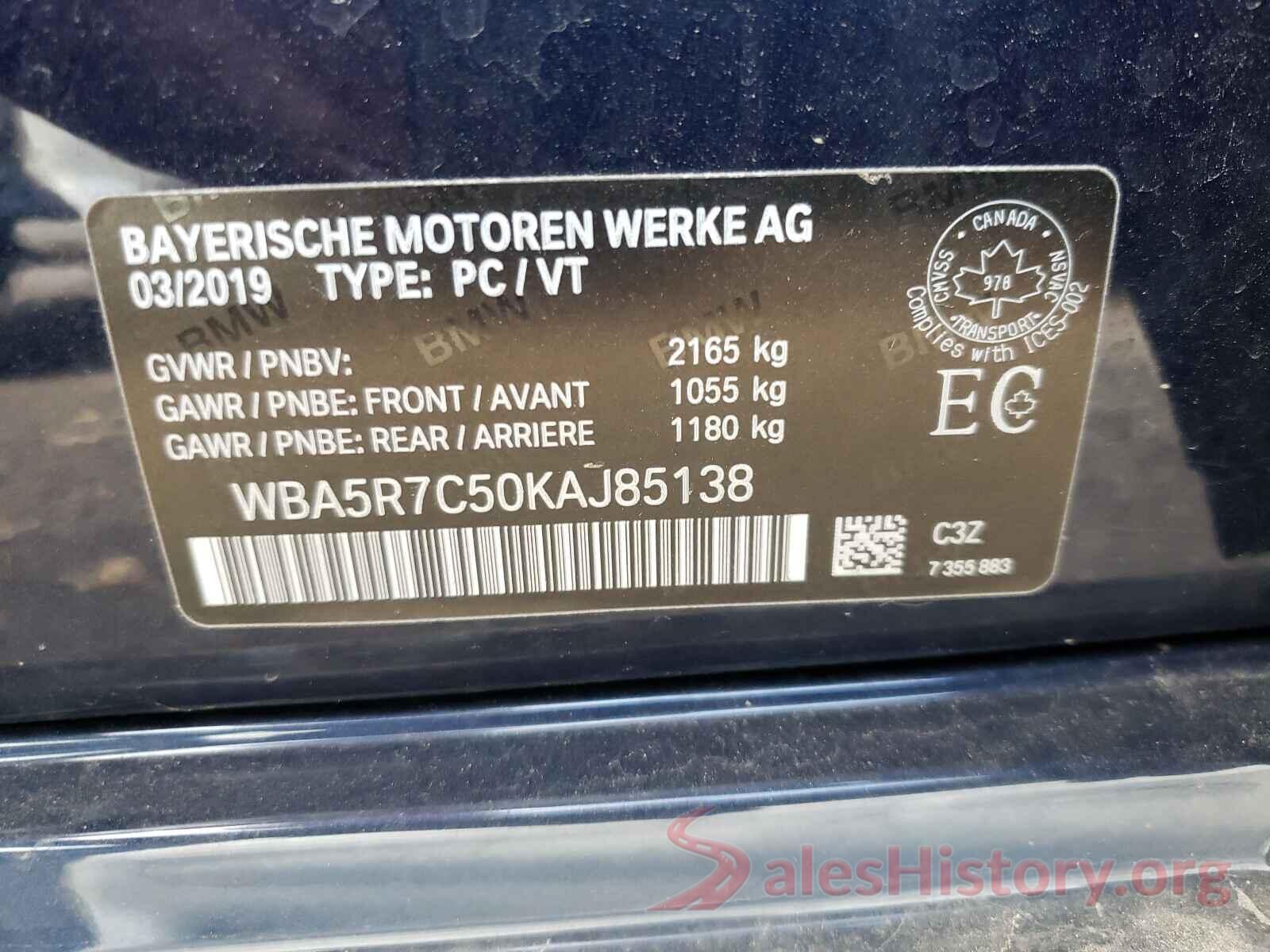 WBA5R7C50KAJ85138 2019 BMW 3 SERIES