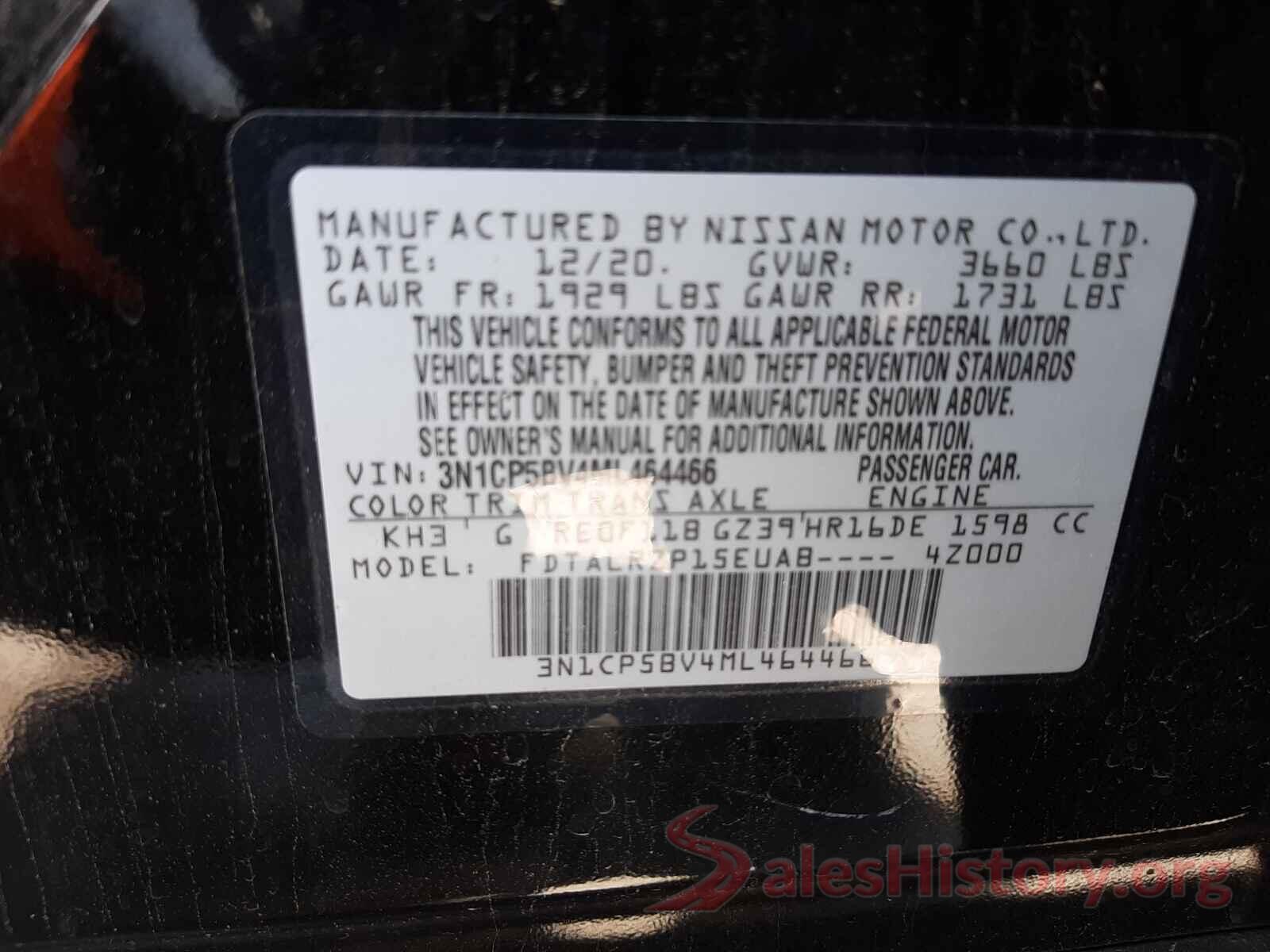 3N1CP5BV4ML464466 2021 NISSAN KICKS