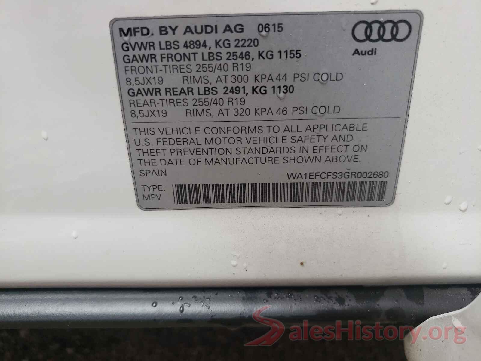 WA1EFCFS3GR002680 2016 AUDI Q3