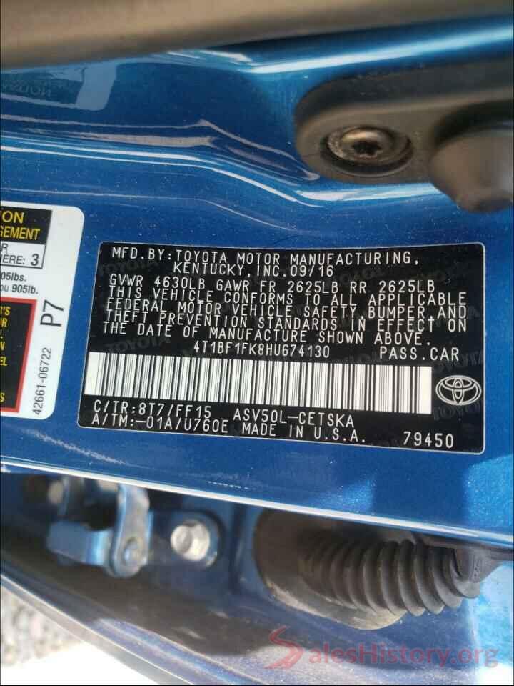 4T1BF1FK8HU674130 2017 TOYOTA CAMRY