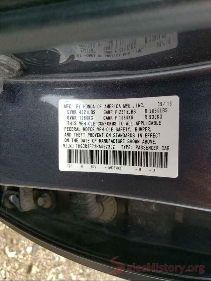 1HGCR2F72HA062302 2017 HONDA ACCORD