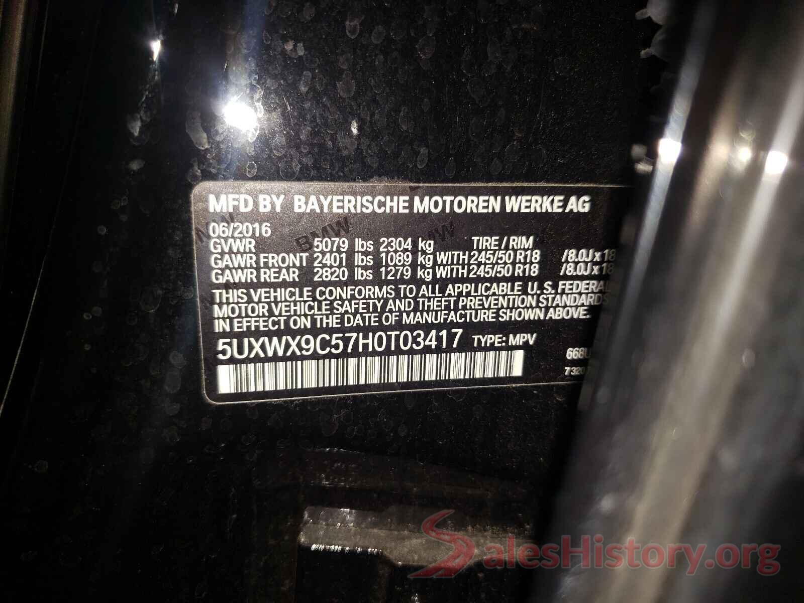 5UXWX9C57H0T03417 2017 BMW X3