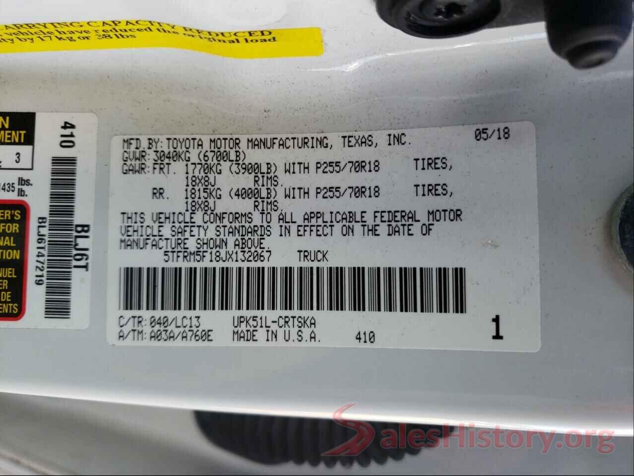 5TFRM5F18JX132067 2018 TOYOTA TUNDRA