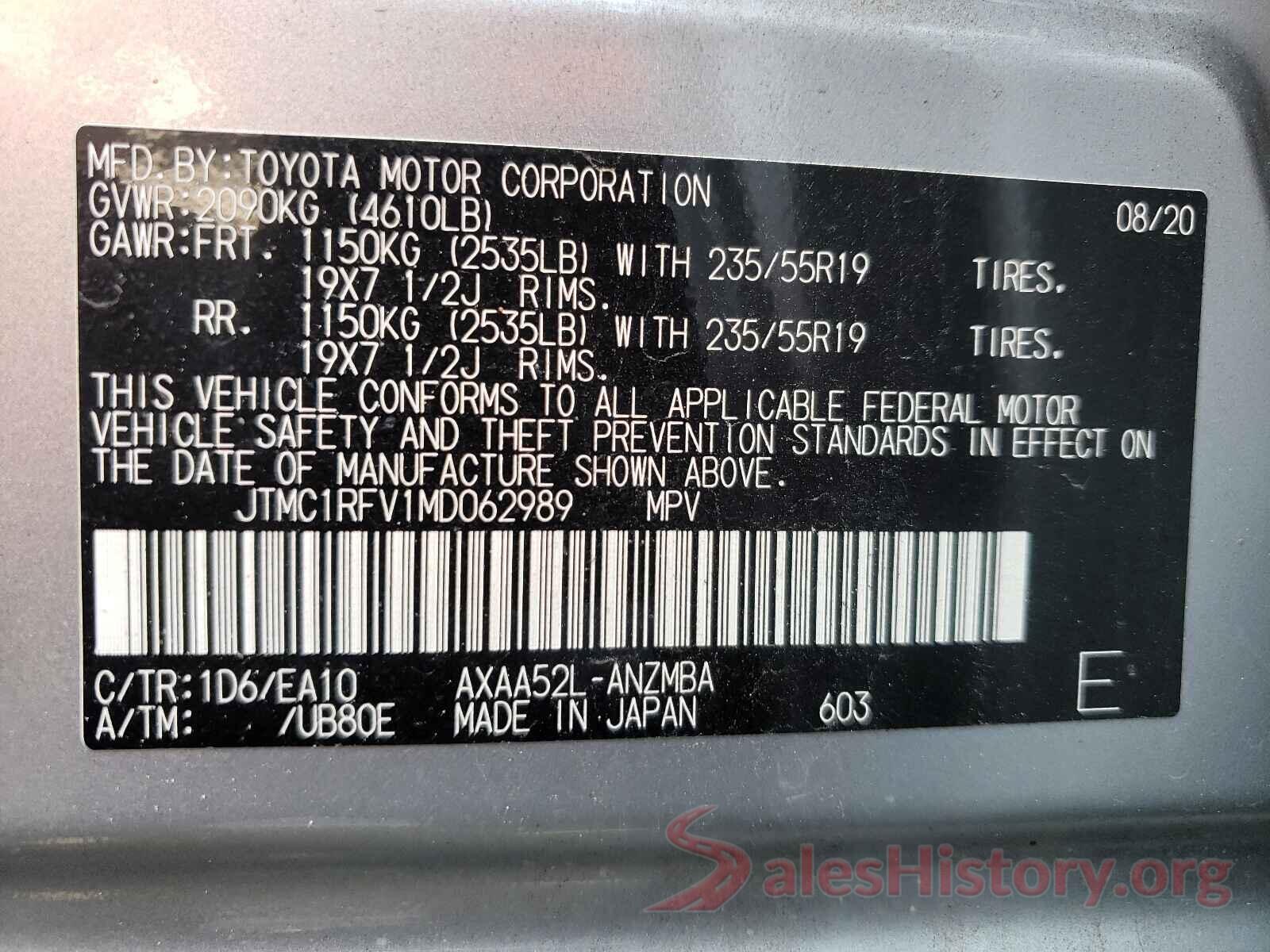 JTMC1RFV1MD062989 2021 TOYOTA RAV4