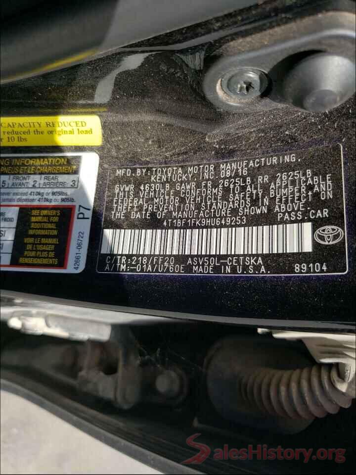 4T1BF1FK9HU649253 2017 TOYOTA CAMRY