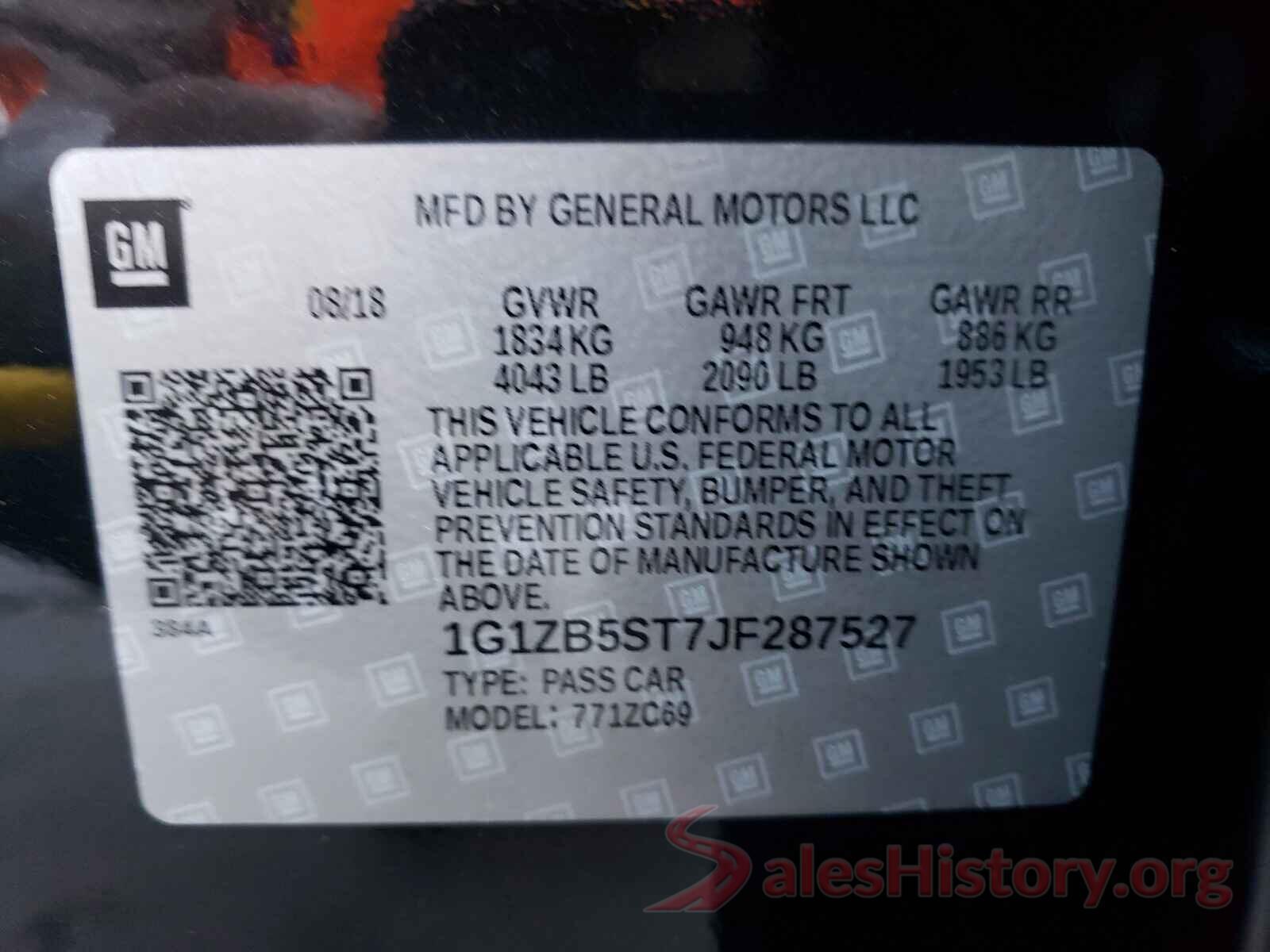 1G1ZB5ST7JF287527 2018 CHEVROLET MALIBU