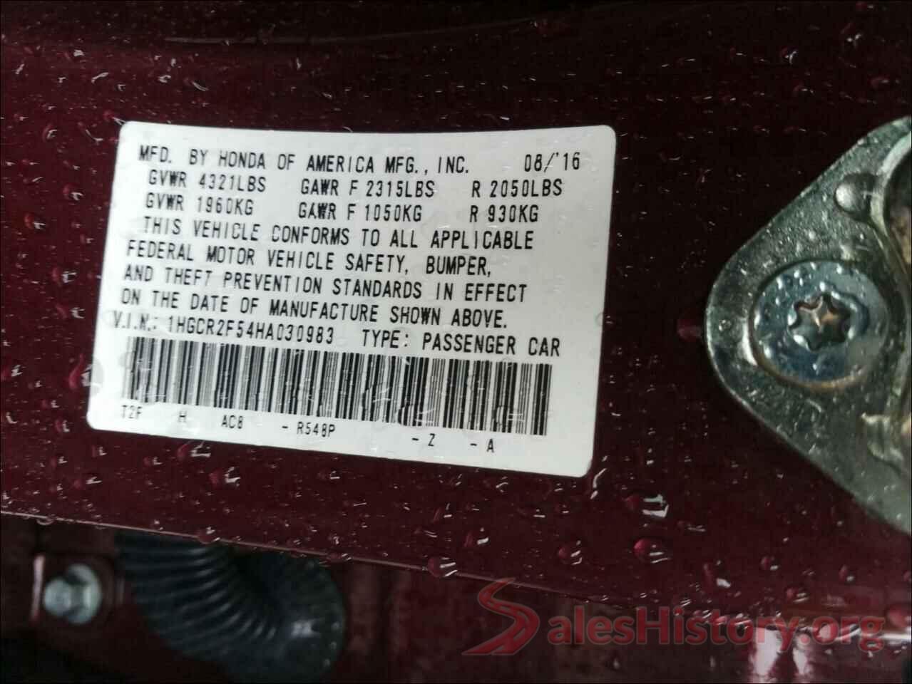 1HGCR2F54HA030983 2017 HONDA ACCORD