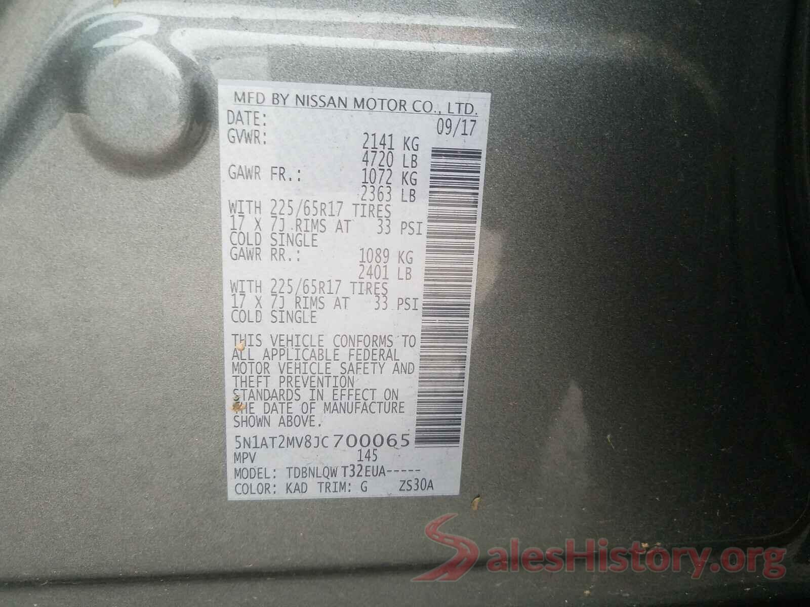 5N1AT2MV8JC700065 2018 NISSAN ROGUE