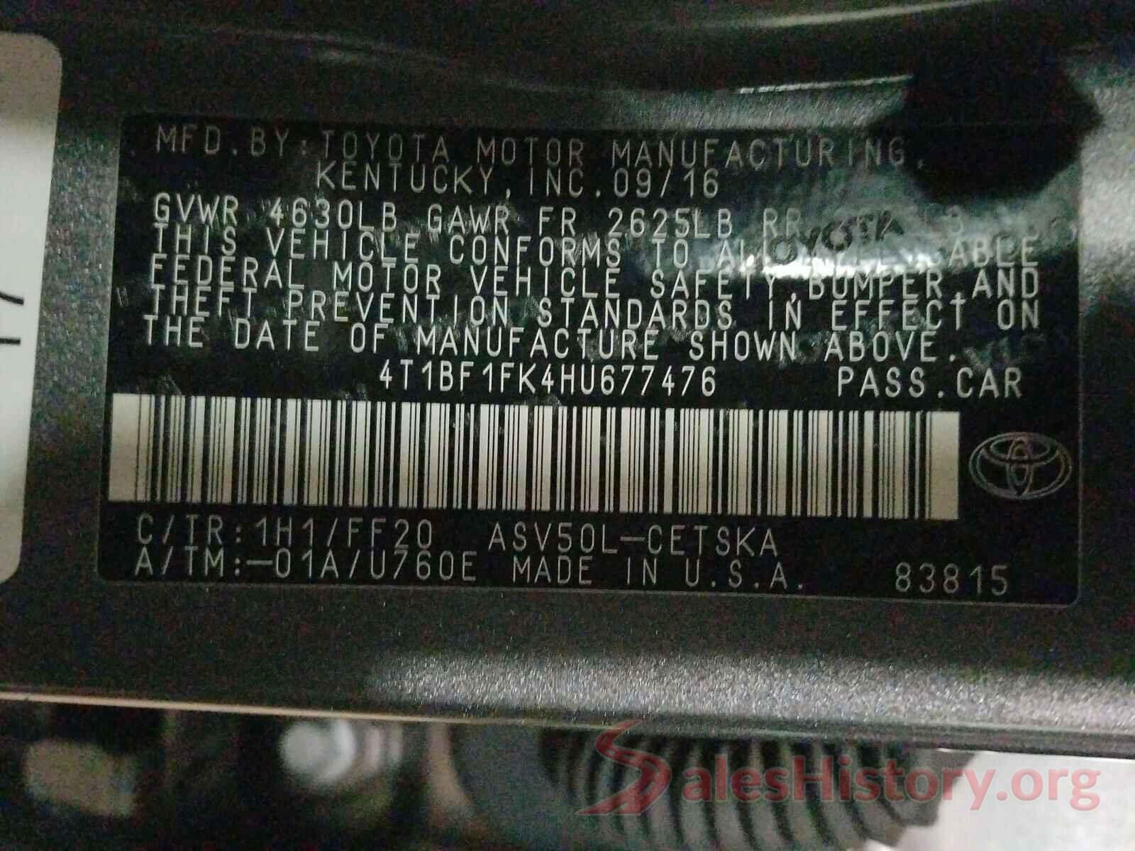 4T1BF1FK4HU677476 2017 TOYOTA CAMRY