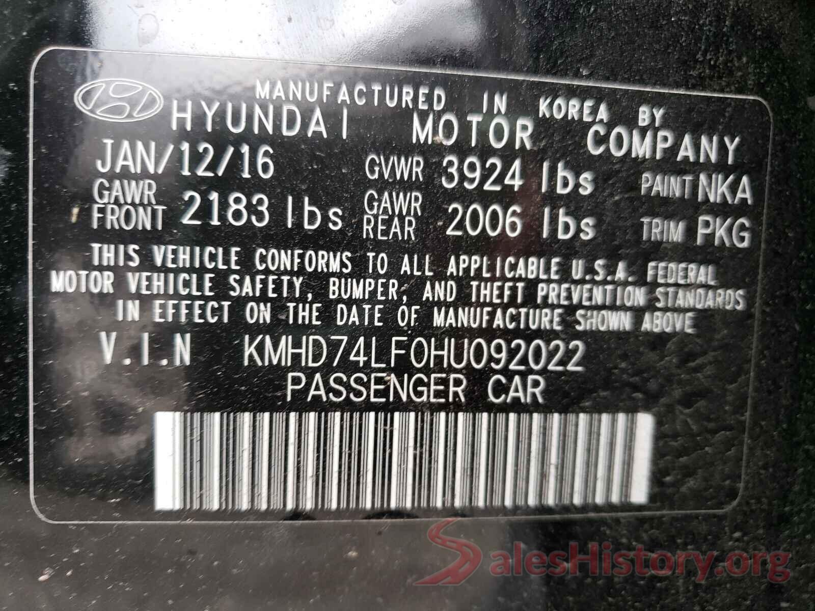 KMHD74LF0HU092022 2017 HYUNDAI ELANTRA