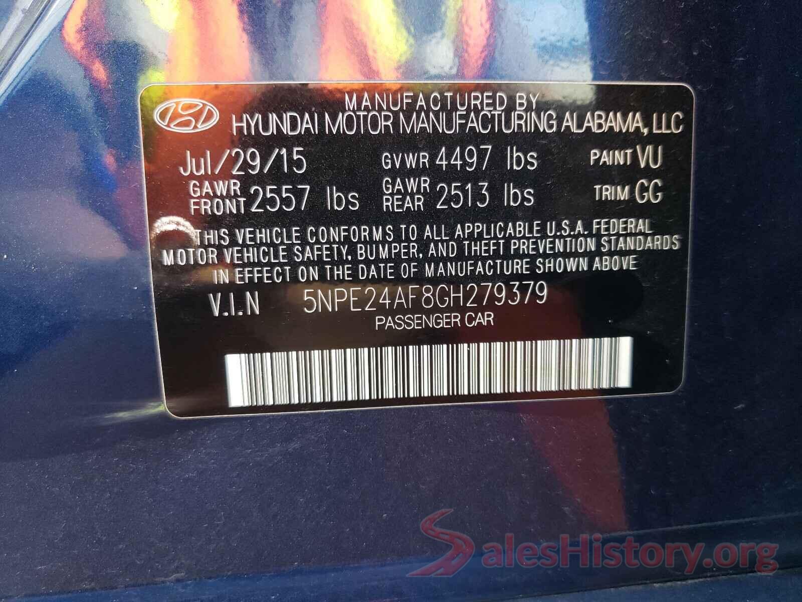 5NPE24AF8GH279379 2016 HYUNDAI SONATA