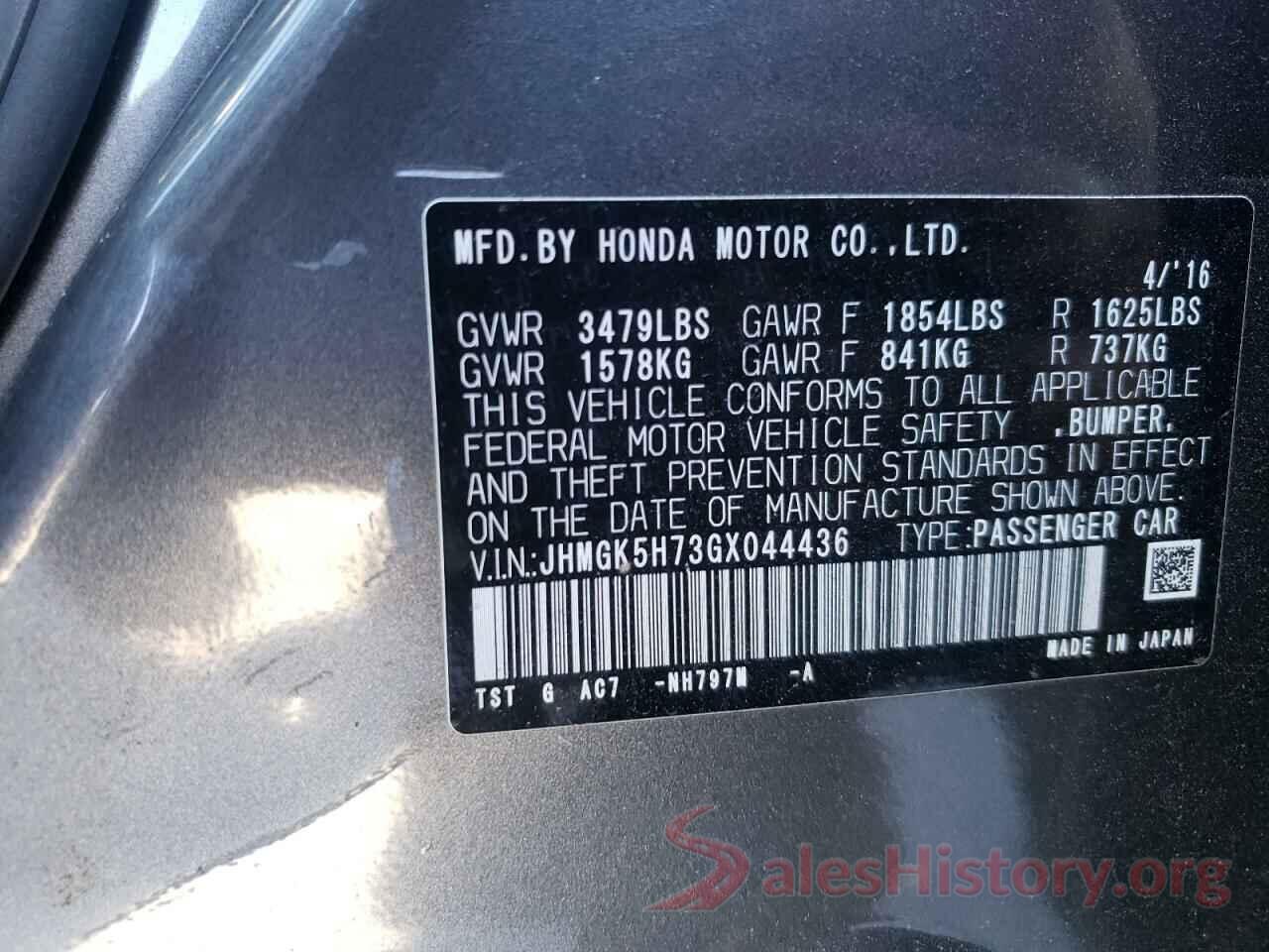 JHMGK5H73GX044436 2016 HONDA FIT