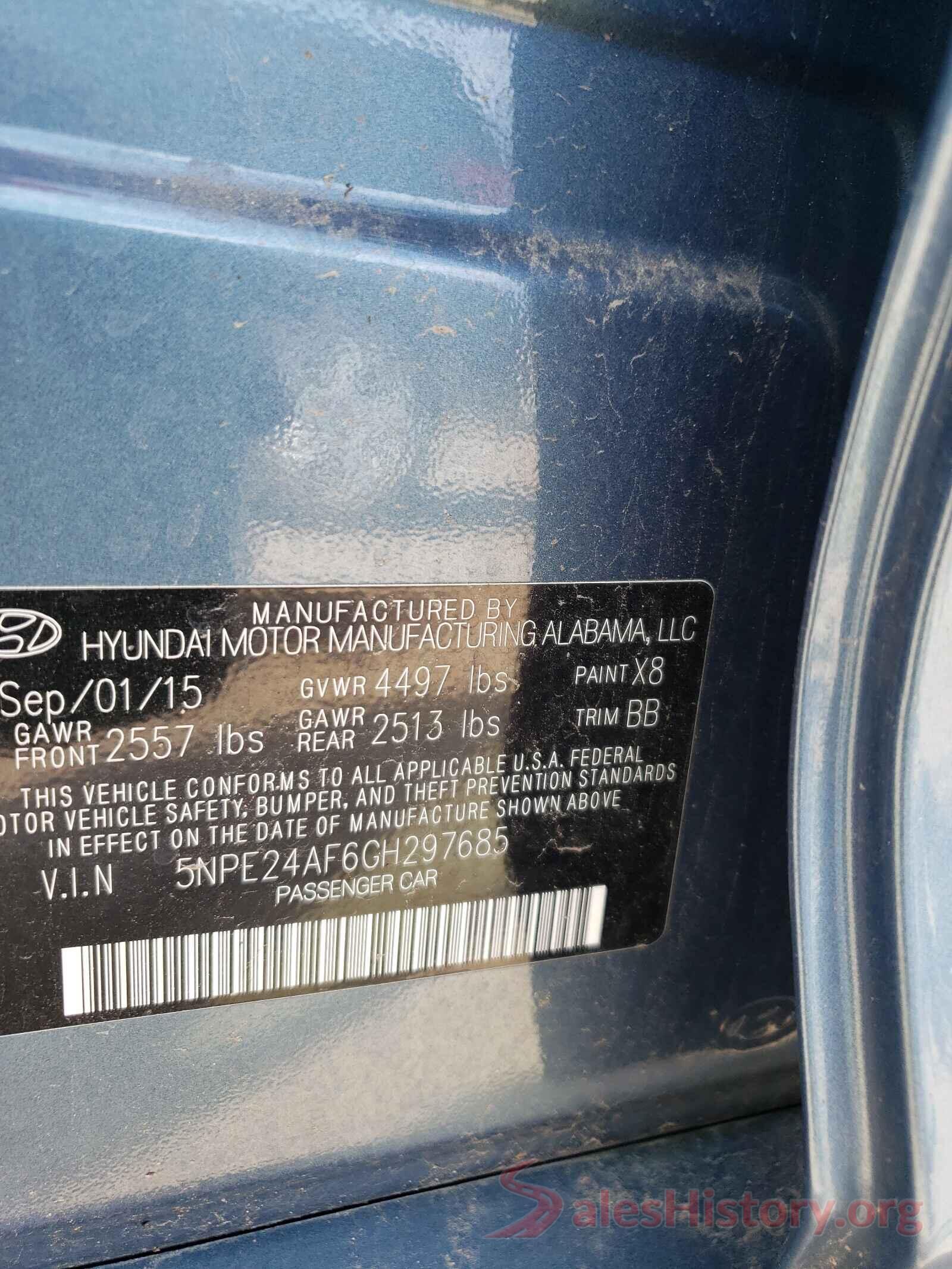 5NPE24AF6GH297685 2016 HYUNDAI SONATA